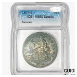 1874-S Silver Trade Dollar ICG MS60 Details