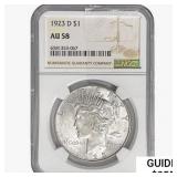 1923-D Silver Peace Dollar NGC AU58