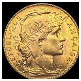 1912 French 20 Francs Rooster Coin CHOICE BU