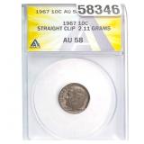 1967 10C Straight Clip ANACS AU58