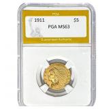 1911 $5 Indian Head Half Eagle PGA MS63