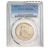 1957-D Franklin Half Dollar PCGS MS66FBL