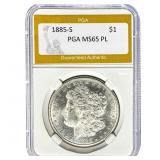 1885-S Morgan Dollar PGA MS65 PL