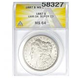 1887 Morgan Dollar VAM-3A ANACS MS64