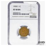 1908-S Indian Head Cent NGC XF40 BN