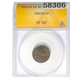 1911-D Lincoln Cent ANACS VF30