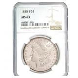 1885-S Morgan Silver Dollar NGC MS63