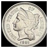 1865 Three-Cent Nickel CHOICE AU