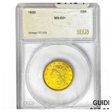 1835 $5 Gold Half Eagle SEGS MS62+