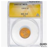 1902 Indian Head Cent ANACS MS65 RB