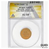 NY Token 630AY-1a Civil War Storecard ANACS AU58