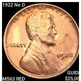 1922 No D Wheat Cent