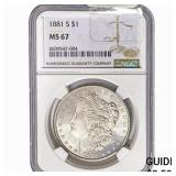 1881-S Morgan Silver Dollar NGC MS67