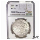 1881-S Morgan Silver Dollar NGC MS67