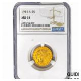 1915-S $5 Gold Half Eagle NGC MS61