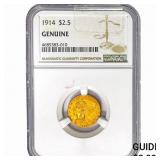 1914 $2.50 Gold Quarter Eagle NGC Genuine