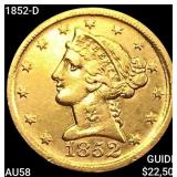 1852-D $5 Gold Half Eagle
