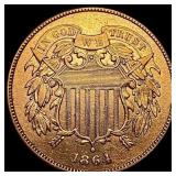 1864 Two-Cent Piece CHOICE AU