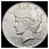 1928 Peace Silver Dollar LIGHTLY CIRCULATED