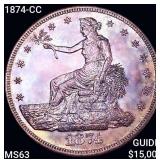 1874-CC Silver Trade Dollar CHOICE BU