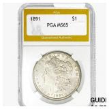 1891 Morgan Silver Dollar PGA MS65
