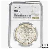 1881-S Morgan Silver Dollar NGC MS66