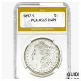 1897-S Morgan Silver Dollar PGA MS65 DMPL
