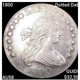 1800 Dotted Date Draped Bust Dollar CHOICE AU