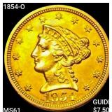 1854-O $2.50 Gold Quarter Eagle UNCIRCULATED