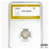 1832 Capped Bust Half Dime PGA MS64