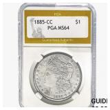 1885-CC Morgan Silver Dollar PGA MS64