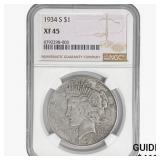 1934-S Silver Peace Dollar NGC XF45
