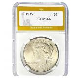 1935 Peace Dollar PGA MS66