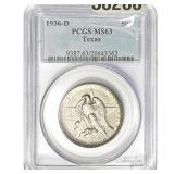 1936-D Texas Half Dollar PCGS MS63