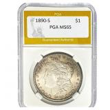 1890-S Morgan Silver Dollar PGA MS65