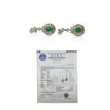 ND 14K White Gold Diamond and Emerald Earrings; 2.