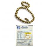 ND 14K Gold Golden South Sea Pearl Necklace; 37 Pe