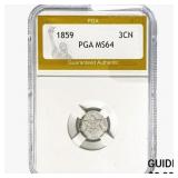 1859 Nickel Three Cent PGA MS64