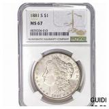 1881-S Morgan Silver Dollar NGC MS67