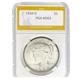 1934-D Peace Dollar PGA MS63