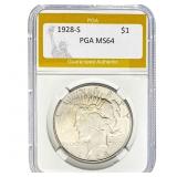 1928-S Peace Dollar PGA MS64