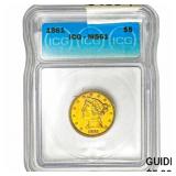 1861 $5 Gold Half Eagle ICG MS61
