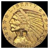 1911 Indian Head Half Eagle $5 NEARLY UNCIRCULATED