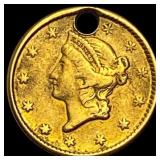 1853 Liberty Head Gold Dollar (holed) HIGH GRADE