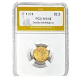 1891 $2.5 Double Die Reverse PGA MS64
