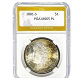 1881-S Morgan Dollar PGA MS65 PL