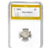 1862 Half Dime PGA MS65+