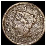 1851 Braided Hair Large Cent NICELY CIRCULATED