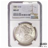 1881-S Morgan Silver Dollar NGC MS67