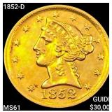 1852-D $5 Gold Half Eagle